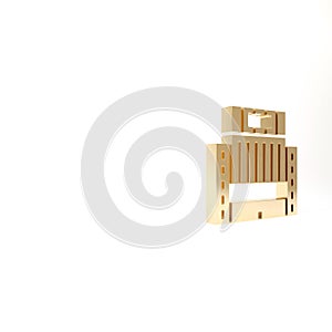 Gold Hotel Ukraina building icon isolated on white background. 3d illustration 3D render