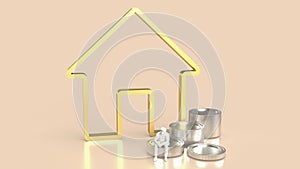 The gold house for property or building concept 3d rendering