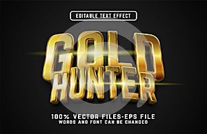 gold hunter 3d text effect premium vectors