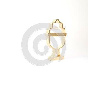 Gold Ice cream in the bowl icon isolated on white background. Sweet symbol. 3d illustration 3D render