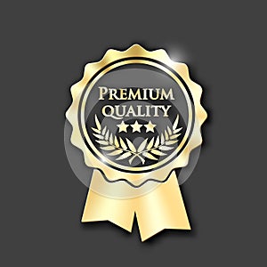 Gold icon with text Premium quality