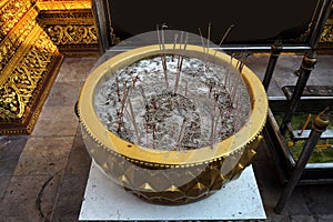 gold Incense burner in Thai temple