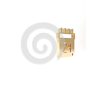 Gold Independence day of Ukraine celebration on August 24 icon isolated on white background. 3d illustration 3D render