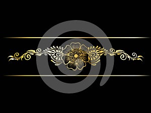 Gold indian line art border