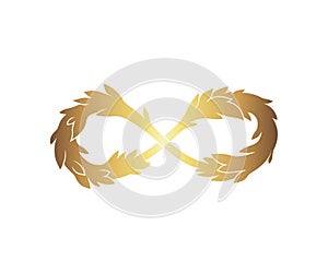 Gold infinity sign with leaves
