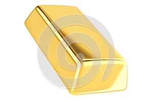 Gold ingot, 3D rendering