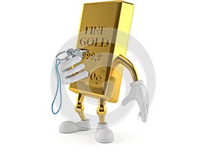 Gold ingot character holding whistle