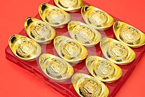 Gold ingot of China in the Chinese New Year