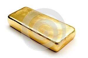 gold ingot isolated on white background. Ai generative