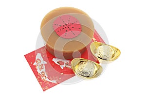 Gold Ingots; Red Packet and Chinese New Year Cake