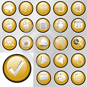 Gold Inset Control Button Icons