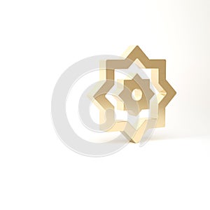 Gold Islamic octagonal star ornament icon isolated on white background. 3d illustration 3D render