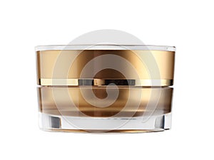 The gold jar packaging isolated on white background