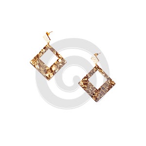 Gold jewelry earring isolated on white background