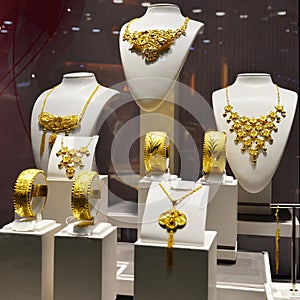 Gold jewelry shop window
