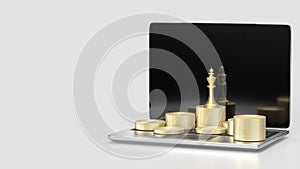 The gold king chess and coins for Business concept 3d rendering