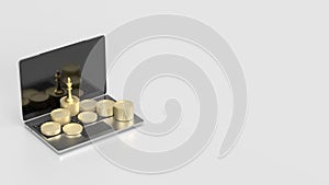 The gold king chess and coins for Business concept 3d rendering