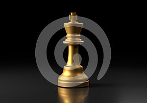 Gold king chess, standing against black background