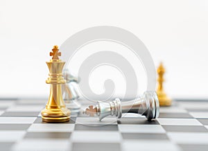 Gold king chess win silver king chess on board