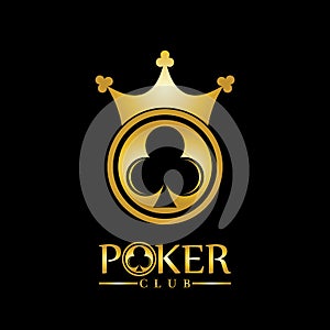 Gold King Poker logo design vector on black background