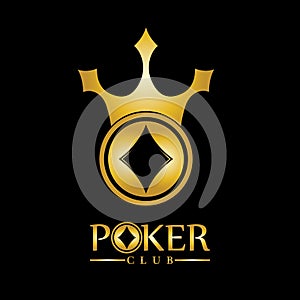 Gold King Poker logo design vector on black background