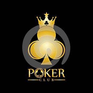 Gold King Poker logo design vector on black background