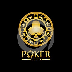 Gold King Poker logo design vector on black background