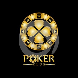 Gold King Poker logo design vector on black background