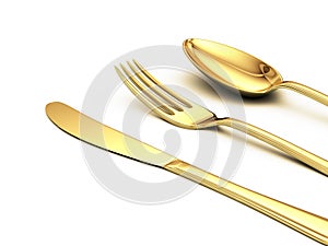 Gold knife, fork, spoon