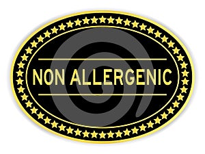 Gold label sticker with word non allergenic on white background