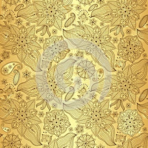 Gold lacy seamless pattern