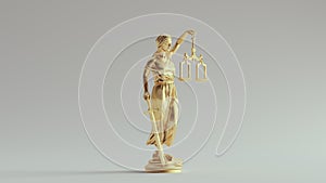 Gold Lady Justice Statue with Scales the Personification of the Traditional Judicial System