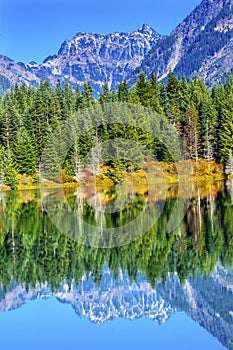 Gold Lake Reflection Mt Chikamin Peak Snoqualme Pass Washington