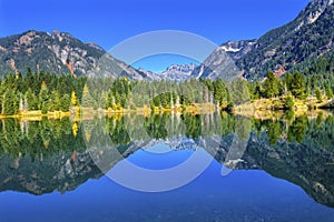 Gold Lake Reflection Mt Chikamin Peak Snoqualme Pass Washington