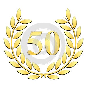 Gold laurel embossed 50th anniversary on white background