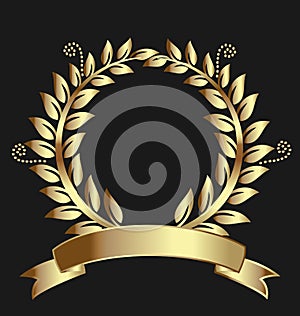 Gold laurel wreath award ribbon