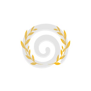 Gold Laurel Wreath Icon. Vector Flat illustrationisolated on white