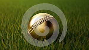 gold Leather Cricket Sport Ball on grass