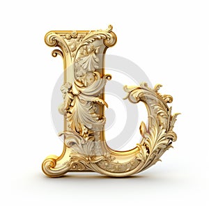 Golden 3d Letter \'j\' Isolated On White Background photo