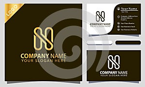 Gold Letter N Fasion logo design element illustrator, business card photo