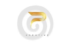 Gold Letter P Logo. P Letter Design Vector