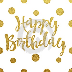 Gold lettering design for card Happy Birthday