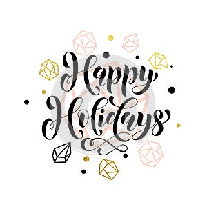 Gold lettering for greeting card winter holidays