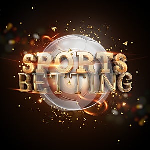 Gold Lettering Sports Betting on a dark background. Bets, sports betting, watch sports and bet. 3D design, 3D illustration