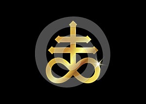 Satan`s cross , Leviathan Cross alchemical symbol for sulphur, associated with the fire and brimstone of Hell. photo