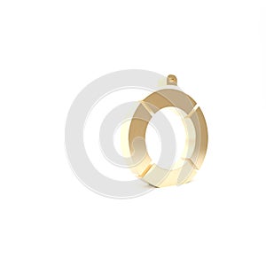 Gold Lifebuoy icon isolated on white background. Lifebelt symbol. 3d illustration 3D render