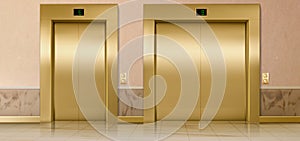 Gold lift doors, service or cargo closed elevators
