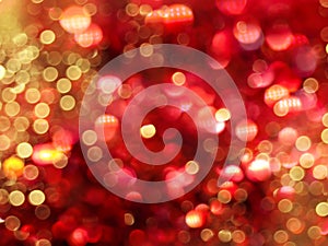 Gold light bokeh on blur red background