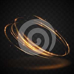 Gold light circle effect on transparent background