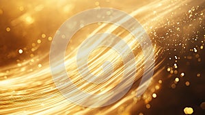 Gold light particles flowing forming abstract wave lines